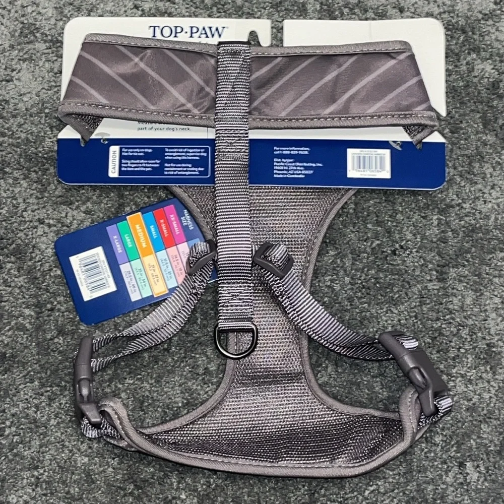 Dog Harness Top Paw Reversible Comfort in Gray stripes NWT